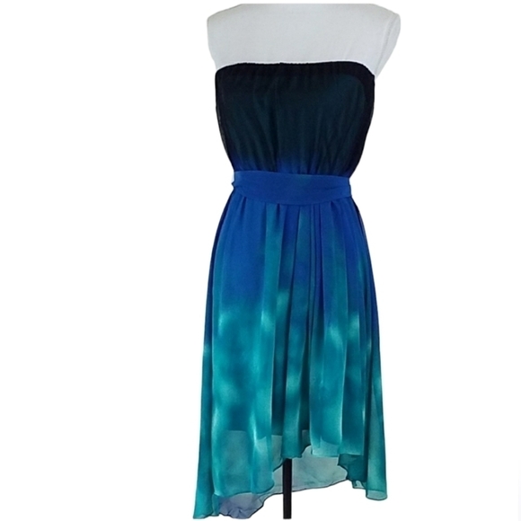 Max & Cleo~Size S~Blue/Green Asymmetric Dress NWT. - Picture 1 of 11